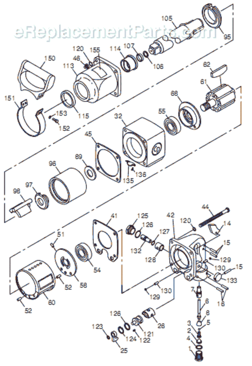 Page A Diagram and Parts List for CP898-6 T024004 Chicago Pneumatic Wrench